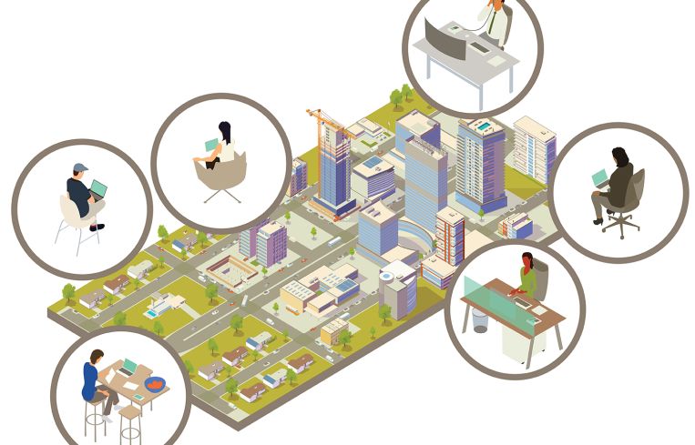 Illustration of a distributed workforce.