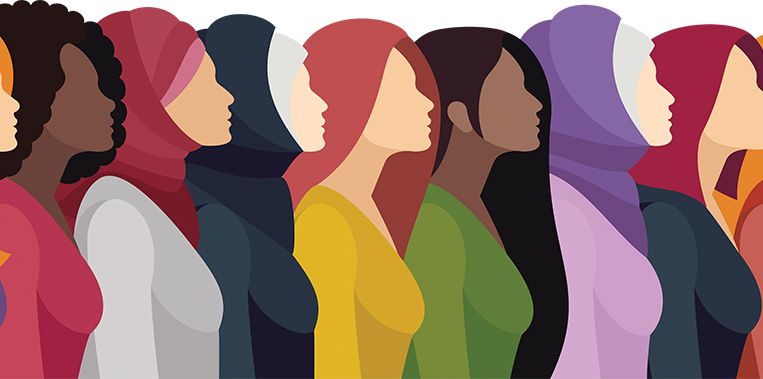 Collage of images of women of different races.