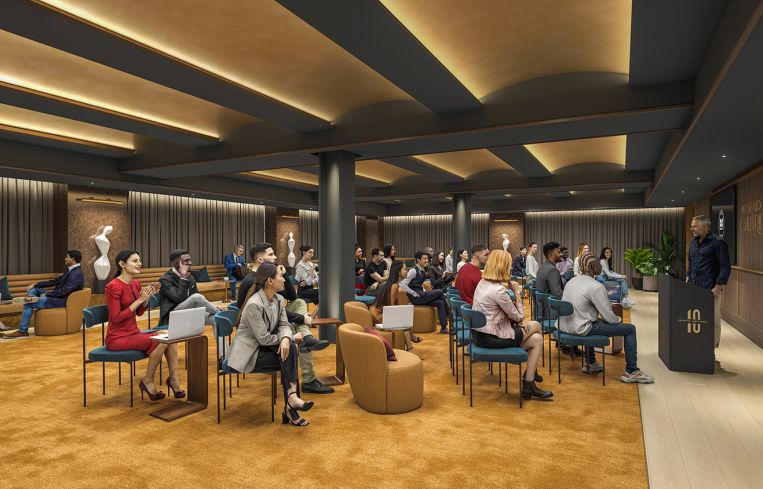 The Grand Gallery can host up to 200 people in town hall-style meetings.