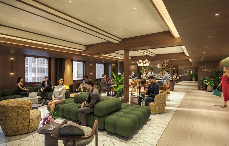 The 11,000-square-foot lounge celebrates 10 Grand Central's Beaux-Arts roots.