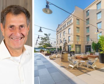 CIM Group co-founder and Principal Avi Shemesh and the courtyard at Hotel Indigo Old Town Alexandria.