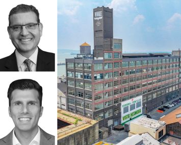 Newmark Senior Managing Directors Bernard Weitzman and Jordan Gosin, and the Whale Building, Brooklyn.