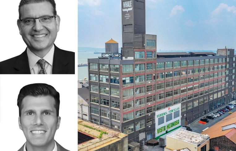 Newmark Senior Managing Directors Bernard Weitzman and Jordan Gosin, and the Whale Building, Brooklyn.