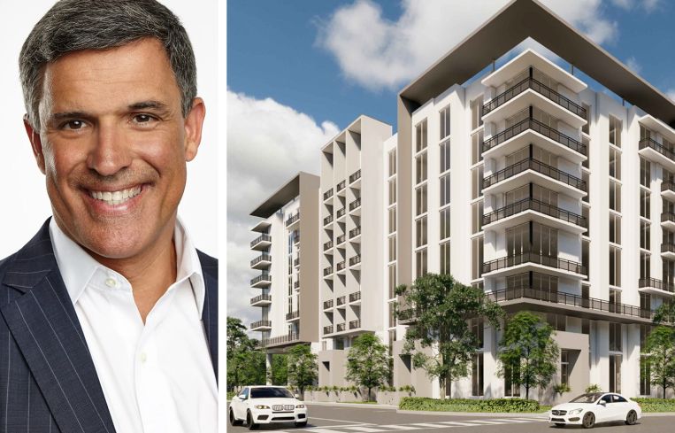 Berkadia Senior Managing Director Charles J. Foschini and a rendering of The Gardens.