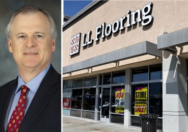 LL Flooring CEO Charles Tyson and an LL Flooring store.