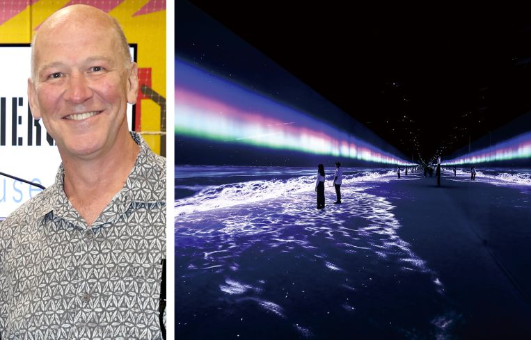 David Tewksbury, executive vice president at Chelsea Piers, and an exhibit at Arte Museum.