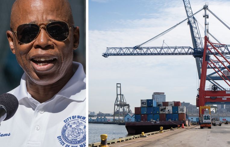 Mayor Eric Adams and the Brooklyn Marine Terminal.
