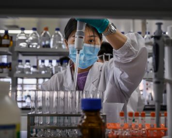 A technician works in a lab