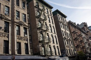 NEW YORK, NEW YORK - NOVEMBER 4: Traditional tenement buildings are now expensive rental apartments, November 4, 2022 on Orchard Street in the Lower East Side neighborhood of New York City, New York. (Photo by Andrew Lichtenstein/Corbis via Getty Images)