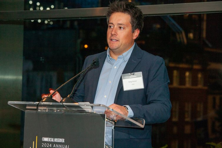 Greg Gomer of HqO speaks at Commercial Observer's 2024 Annual Power Gala at Lever House.