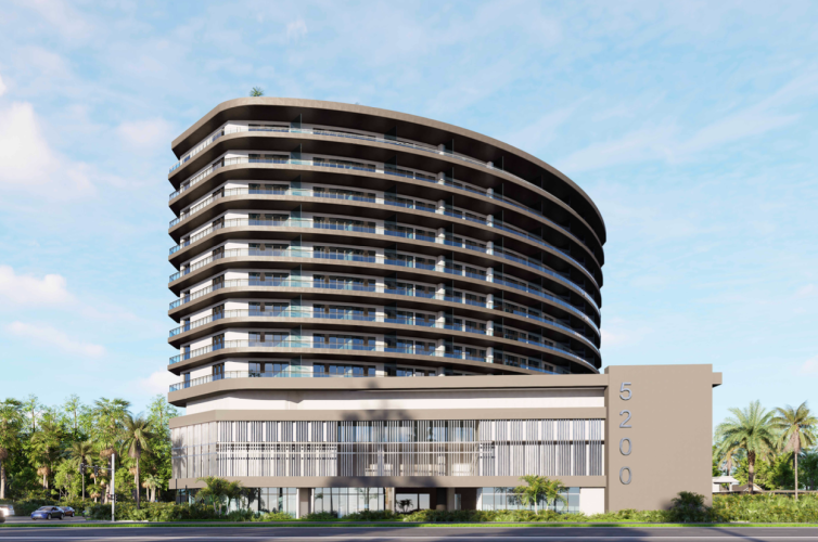 The property at 5200 South State Road 7 is set for a 14-story residential building, 6,000 square feet of commercial space and 277 parking spaces.