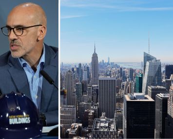 James Oddo, Department of Buildings commissioner and the New York City skyline.