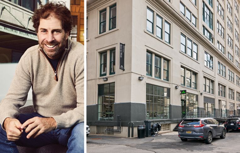 Two Trees Management CEO Jed Walentas and 35 Pearl Street, Brooklyn.