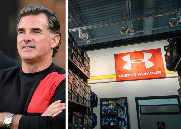 Under Armour founder and CEO Kevin Plank and an Under Armour store.