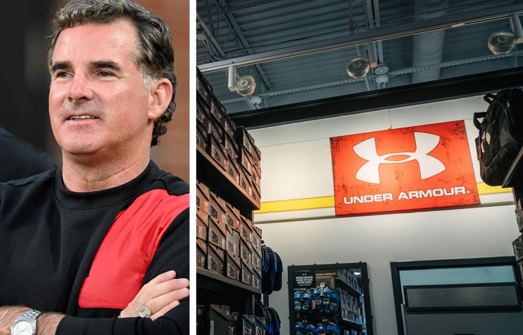 Under Armour founder and CEO Kevin Plank and an Under Armour store.