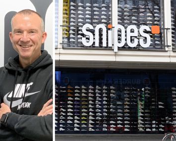 Martin Badour, president of Snipes USA, and a Snipes store.