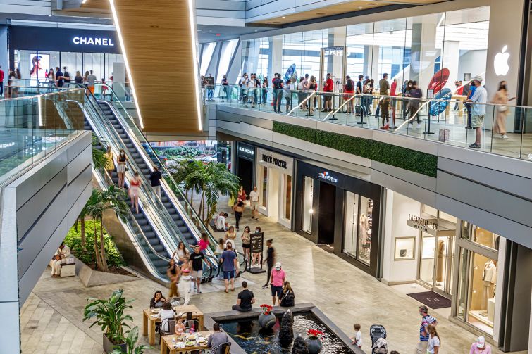 Shoppers inside a mall in Miami.