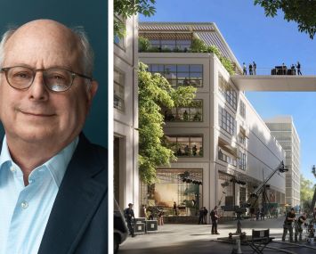 Michael Hackman, Founder and CEO of Hackman Capital Partners, and a rendering of the planned revamp of Television City.