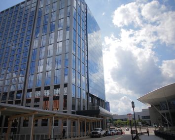 The new Omni Boston at left, with the Convention Center.