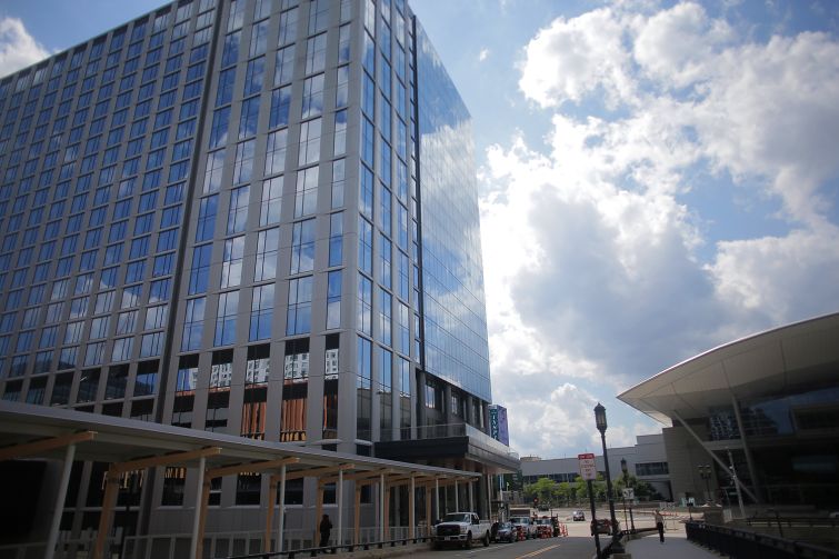 The new Omni Boston at left, with the Convention Center.