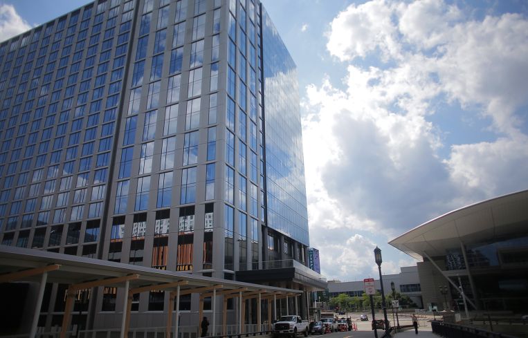 The new Omni Boston at left, with the Convention Center.