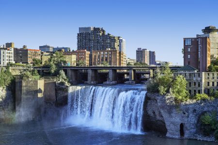 High Falls on the Genesee River running through downtown Rochester.