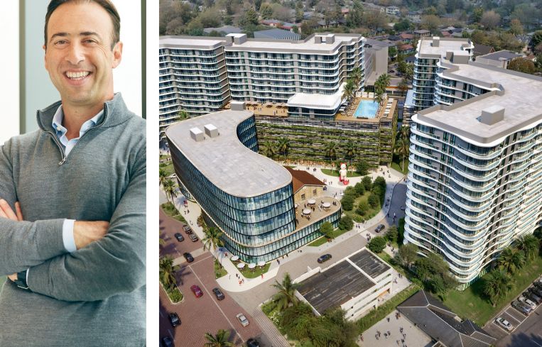 Arnaud Kasenti, managing principal of 13th Floor Investments, and a rendering of Link at SoMi.