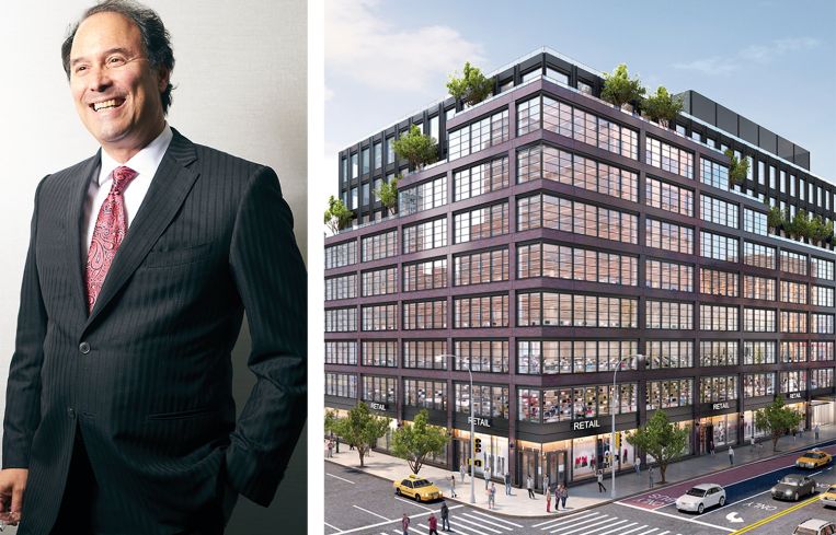 Gary Barnett, founder and chairman of Extell Development, and a rendering of Extell's planned residential project at 180 East 125th Street