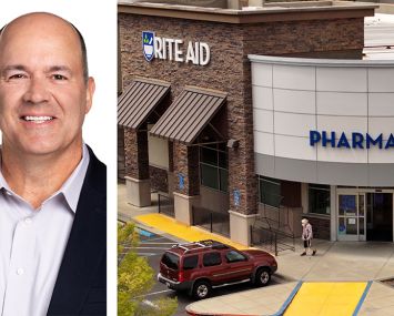 Incoming Rite Aid CEO Matt Schroeder and a Rite Aid store in California.