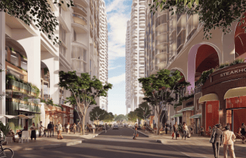 A rendering of the redesigned Shops at Sunset Place.