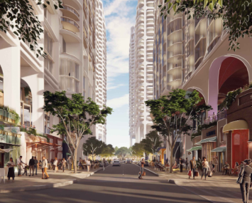 A rendering of the redesigned Shops at Sunset Place.