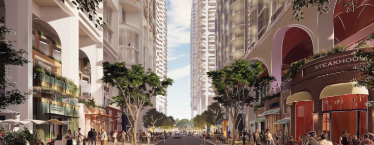 A rendering of the redesigned Shops at Sunset Place.