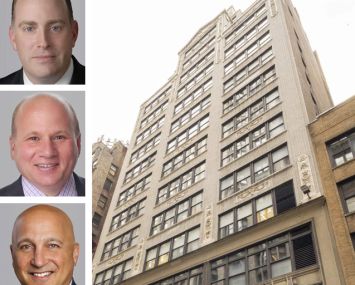 Cushman & Wakefield's William Fressle, Giorgio Versea, and William Golden, and 142 West 36th Street.