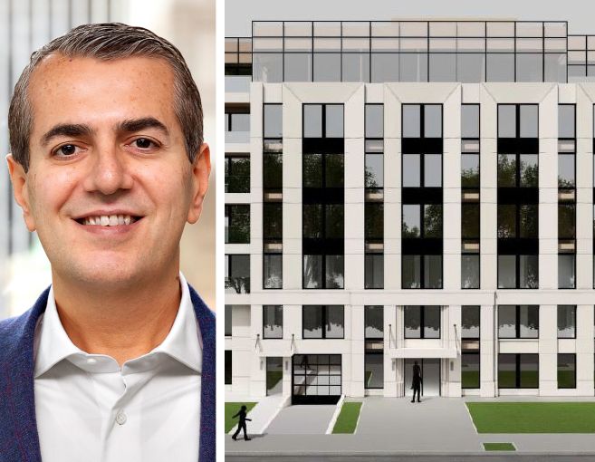 Robert Schwartz, co-founder and principal at S3 Capital, and a rendering of 1214 Ocean Parkway, Brooklyn.