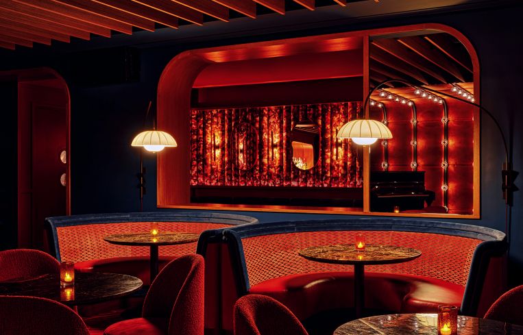 An inside of So & So's piano bar.