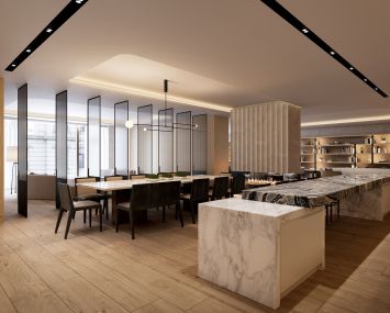 The amenity space of 680 Fifth Avenue.