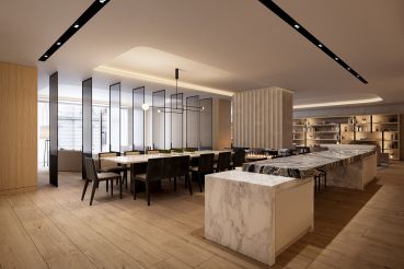 The amenity space of 680 Fifth Avenue.