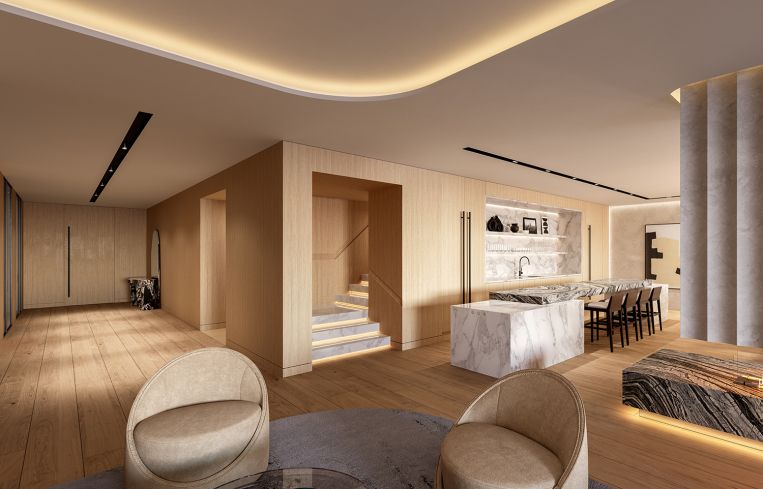 The amenity space at 680 Fifth Avenue.