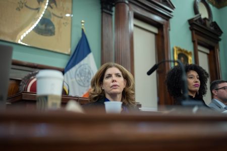 Julie Menin in the New York City Council chambers.