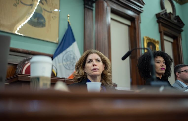 Julie Menin in the New York City Council chambers.