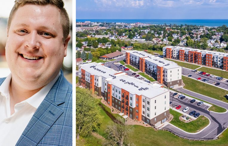 Andy Sinclair, CEO and principal of Midloch Investment Partners, and the Oscar Apartments in Sheboygan, Wisc.