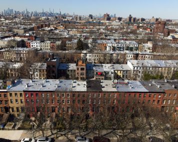 An aerial view of Bedford-Stuyvesant neighborhood in Brooklyn.