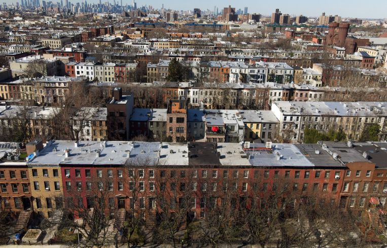 An aerial view of Bedford-Stuyvesant neighborhood in Brooklyn.