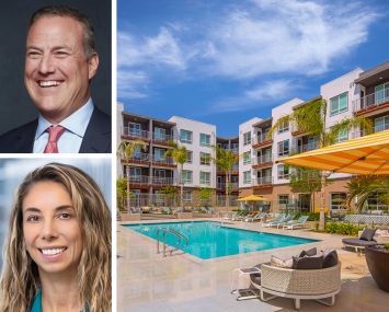 Bob Faith, founder and CEO of Greystar, Kristi Nootens, co-head of CP Capital, and The Gabriel at 2771 North Garey Avenue, Ponoma, Calif.