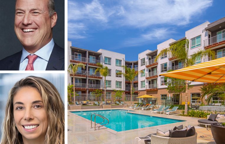 Bob Faith, founder and CEO of Greystar, Kristi Nootens, co-head of CP Capital, and The Gabriel at 2771 North Garey Avenue, Ponoma, Calif.