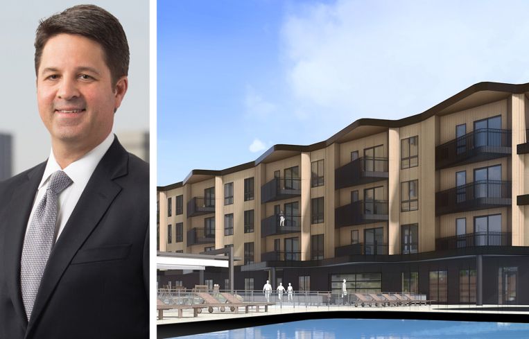 Brannon Hamblen, president Bank OZK, and Traer Creek Apartments, Avon. Colo.