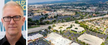 Dwight N. Manley, Managing Partner of Manley Fanticola Holdings, and the office complex (middle) at 1698-1700 Greenbriar Lane in Brea, Calif.