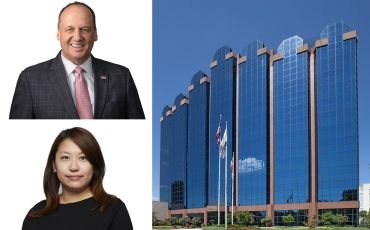 KBS CEO and Eastern Regional President Marc Deluca, Prime US REIT CFO Cindy Teo, and One Washingtonian Center in Gaithersburg, Md.