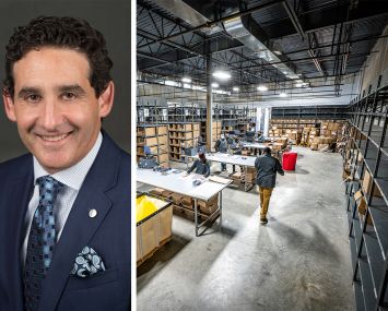 Henry Steinberg, global head of EQT Exeter, and workers operating in a warehouse.