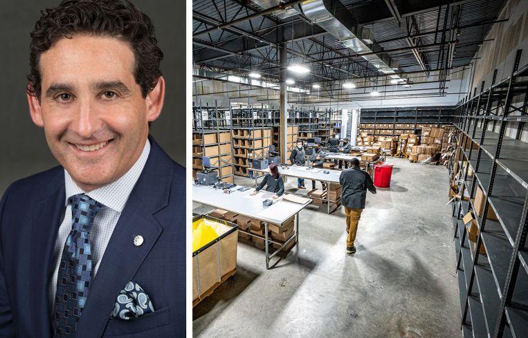 Henry Steinberg, global head of EQT Exeter, and workers operating in a warehouse.